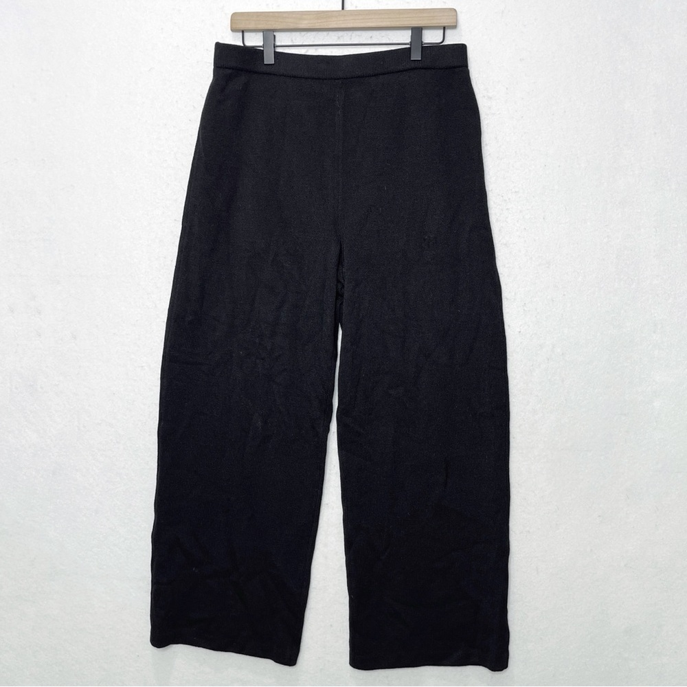 ST John Caviar Black Santana Knit Pants Wool Blend Size 12 Minimalist Luxury